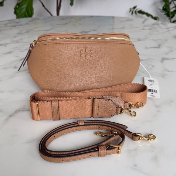 NWT Tory Burch Thea Pebbled Leather Belt Bag Fanny Pack in Tiramisu 165917 - Picture 12 of 12